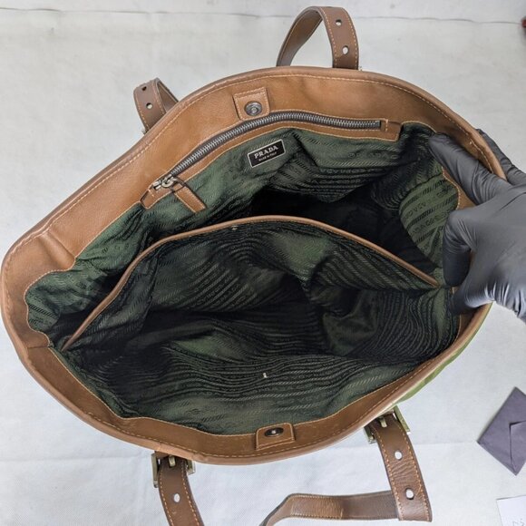 Authentic Prada Nylon Classic Handbag Olive Green Made In Italy - Picture 5 of 15